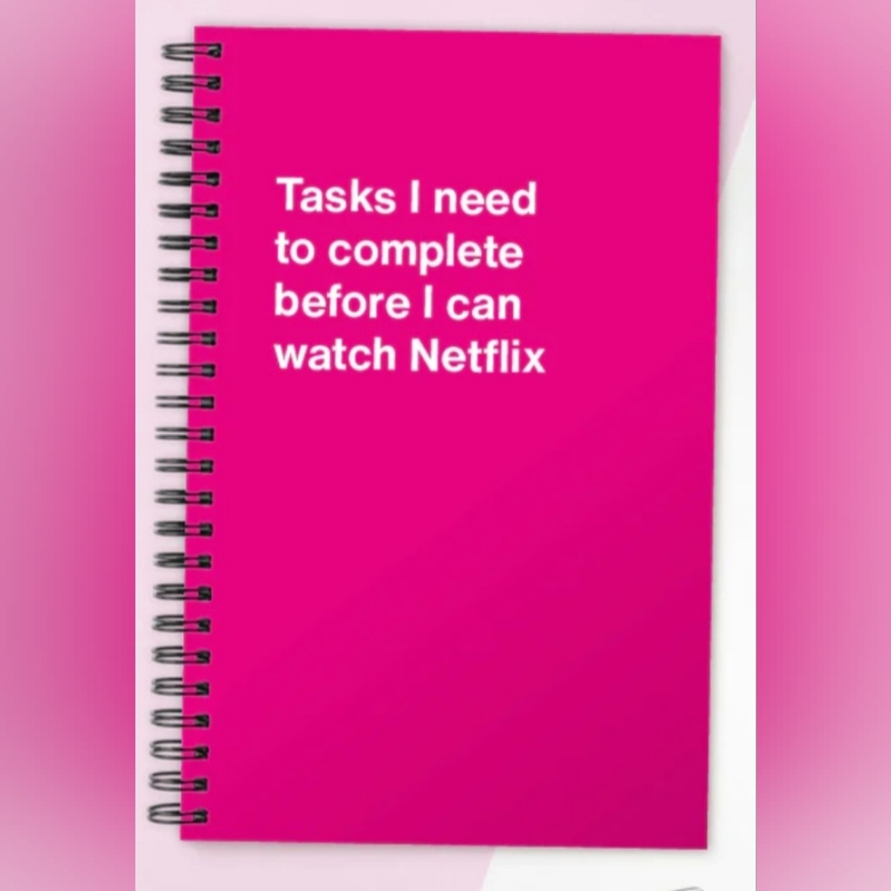 WTF Notebooks Pink Spiral Journal - Tasks I Need To Complete Before Netflix NEW